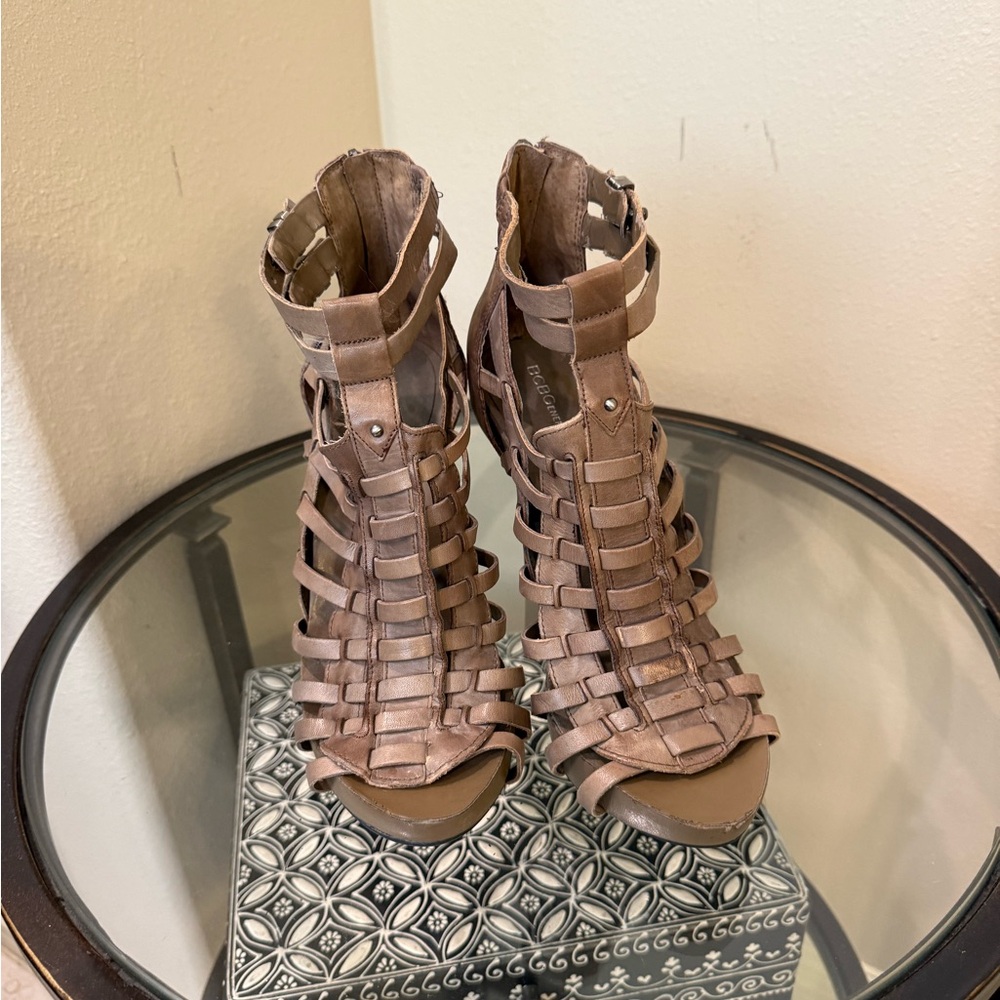 BCBGeneration Tan Heels Gladiator Style